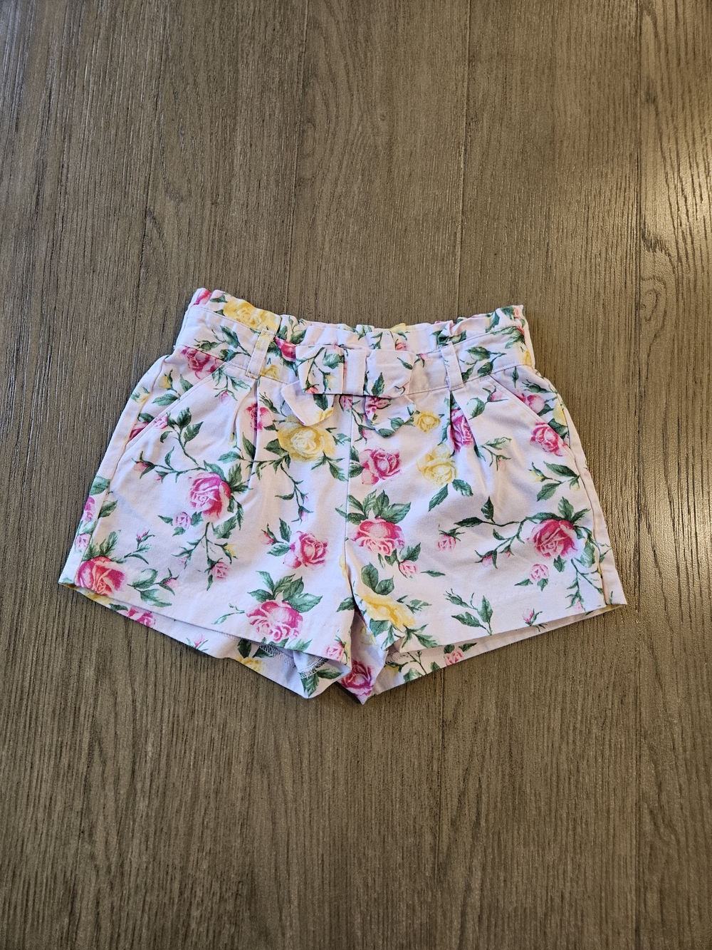 Janie and Jack Pink Preppy Floral Paperbag Waist 100% Cotton Shorts Girl Sz. 6